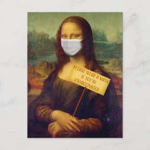 Carte Postale Mona Lisa dit s'il vous plaît porter un masque