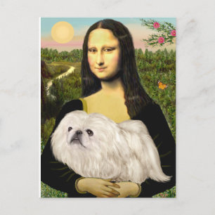 Carte Postale Mona Lisa - Pekingese blanc (#4)