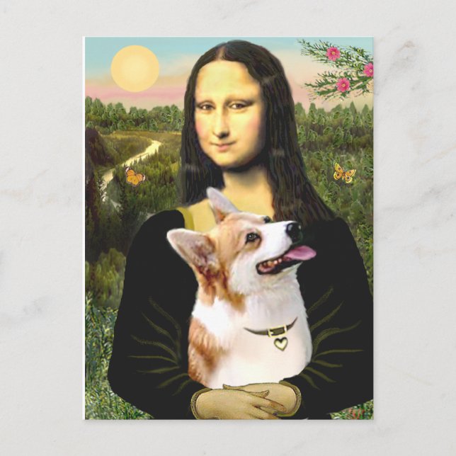 Carte Postale Mona Lisa - Pembroke Welsh Corgi 7b (Devant)