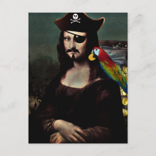 Carte Postale Mona Lisa Pirate avec Moustache