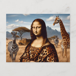 Carte Postale Mona Lisa se met en safari