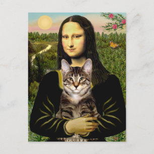 Carte Postale Mona Lisa - Tabby Tiger chat Brown