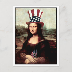 Carte Postale Mona Lisa USA Jour de l'Indépendance 