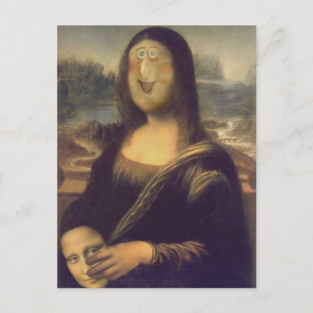Carte Postale Mona Lisa Visage drôle (Devant)