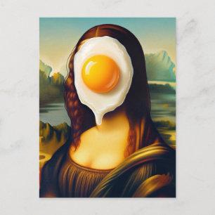 Carte Postale Mona L'œuf sur son visage Parodie beaux-arts