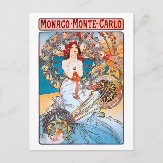 Carte Postale Monaco, Monte-Carlo, Mucha (Devant)