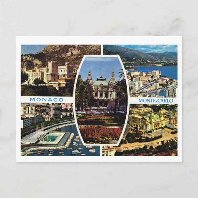 Carte Postale Monaco vintage, Montecarlo Multivue (Devant)