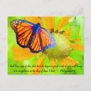 Carte Postale Monarch Butterfly et Chrysalis Philippians 1:6