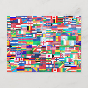 Carte Postale Monde des drapeaux