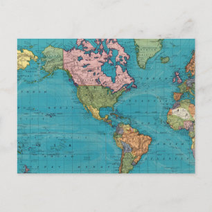 Carte Postale Monde, la projection de Mercator