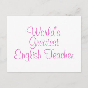 Carte Postale Monde meilleur professeur d'anglais rose