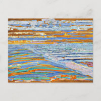 Mondrian - Vue depuis les dunes avec plage et jeté