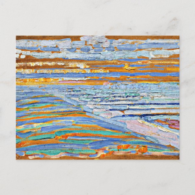 Carte Postale Mondrian - Vue depuis les dunes avec plage et jeté (Devant)