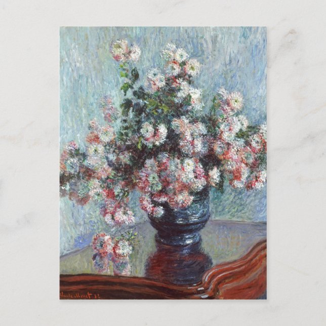 Carte Postale Monet Chrysanthèmes Vintage Impressionnisme floral (Devant)