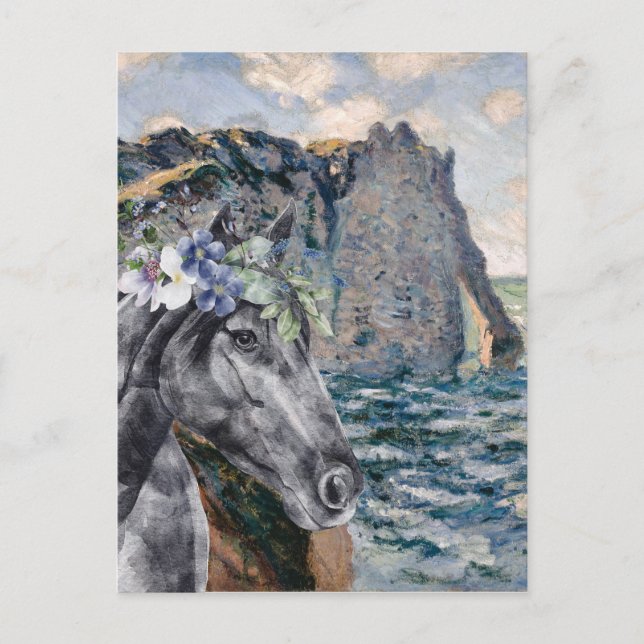 Carte Postale Monet Cliff of Aval & Black Horse Compilation (Devant)