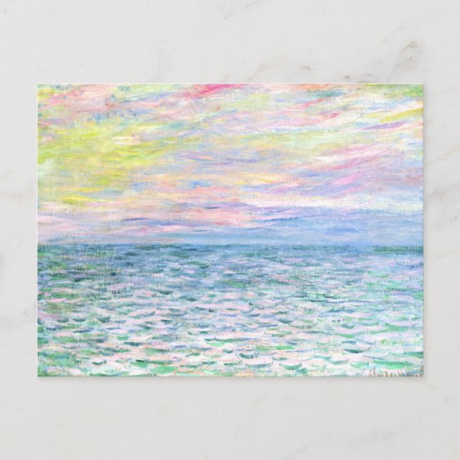 Carte Postale Monet - Coucher de soleil à Pourville, art raffiné (Devant)