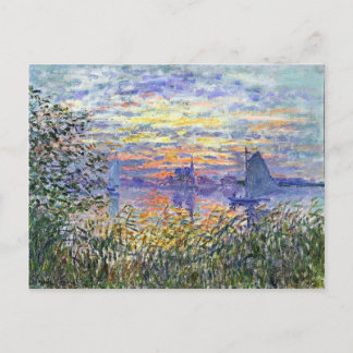 Carte Postale Monet - Coucher de soleil sur la Seine, peinture d