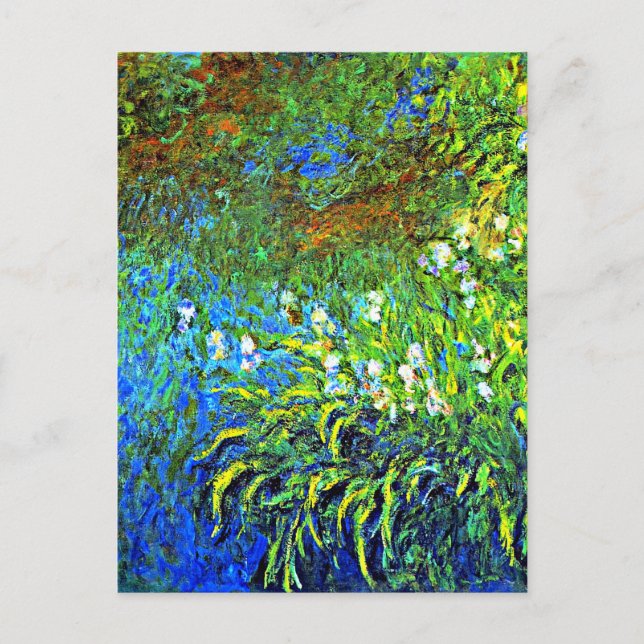 Carte Postale Monet - Iris at the Sea Rose Pond, célèbre peintur (Devant)