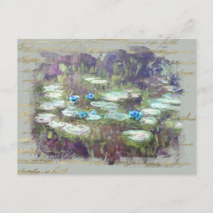 Carte Postale ** Monet Lily Pads Écriture manuscrite Ancien étan