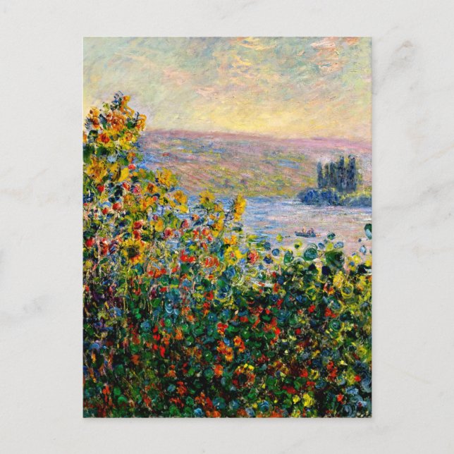 Carte Postale Monet - Lits de fleurs à Vetheuil (Devant)