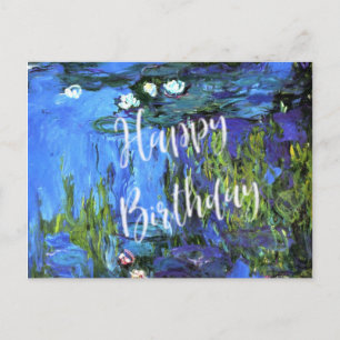 Carte Postale Monet - Nymphes d'eau, indigo bleu, voeux d'annive