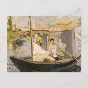 Carte Postale Monet Peinture dans son Studio Boat   Édouard Mane