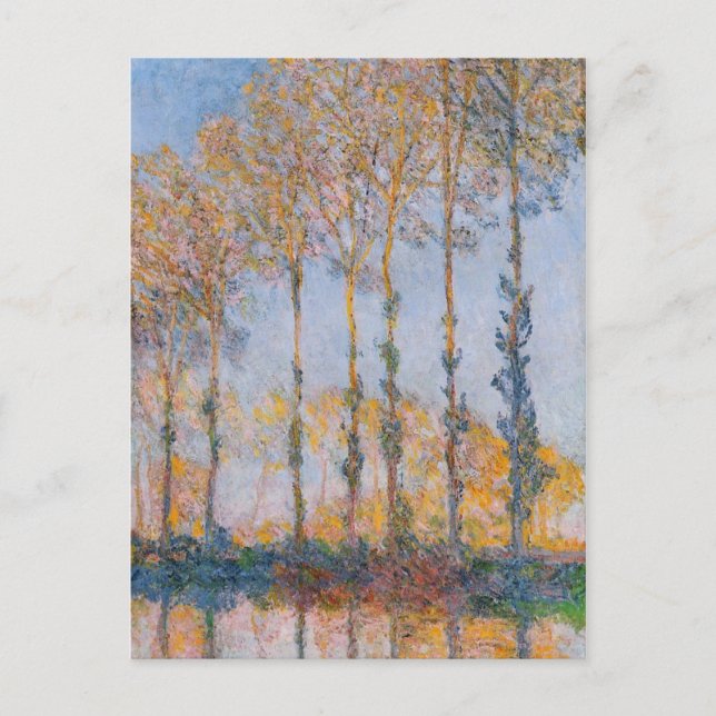 Carte Postale Monet - Poplars, effet blanc et jaune (Devant)