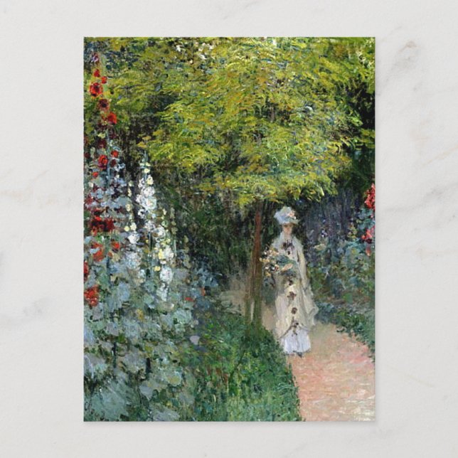 Carte Postale Monet - The Garden Hollyhocks (Devant)