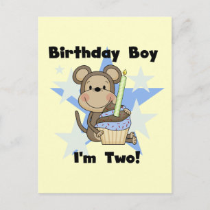 Carte Postale Monkey Boy 2nd Birthday Tshirts et cadeaux