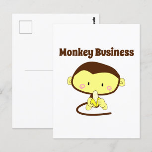 Carte Postale Monkey Business Caricature pour enfant Brown et Ja