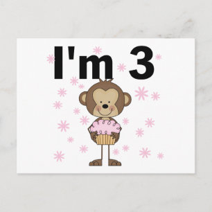 Carte Postale Monkey I'm 3 Anniversaire Tshirts et cadeaux