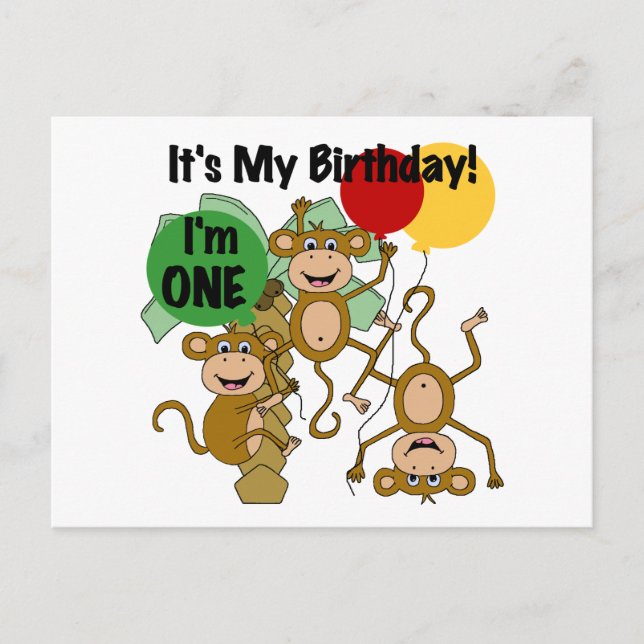Carte Postale Monkey Shine 1er Anniversaire Tshirts et cadeaux (Devant)