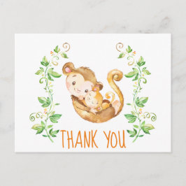 Carte Postale Monkey Zoo Animaux Baby shower Merci Note