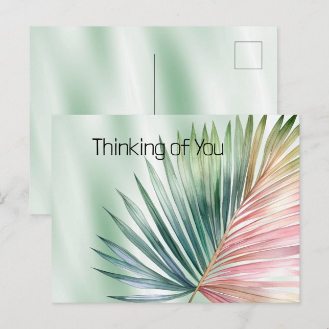 Carte Postale Monnaie Tropical Pink Green Leaf (Devant / Derrière)