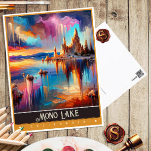 Carte Postale Mono Lake, Californie Peinture Vintage