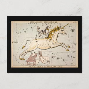 Carte Postale Monoceros Canis Minor et Atelier Typographique