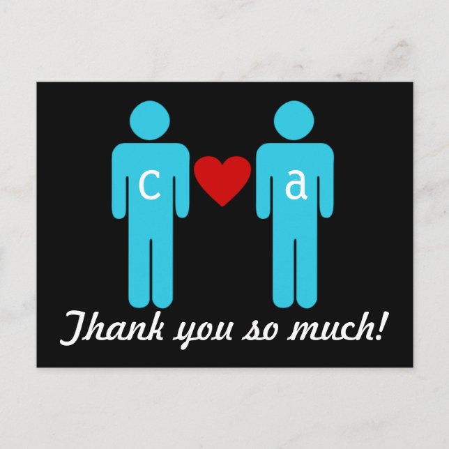 Carte Postale Monogram love Couple Wedding Thank You Cards (Devant)