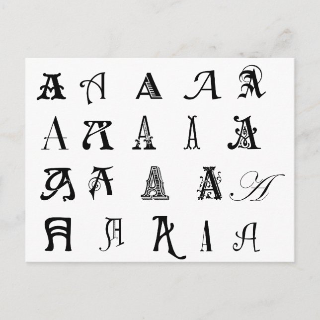 Carte Postale Monogramme "A" (Devant)