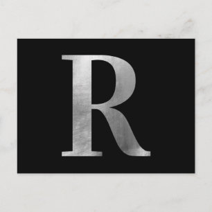 Carte Postale Monogramme à huile gris argenté classique R sur no