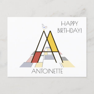 Carte Postale Monogramme Art Moderne. Lettre A