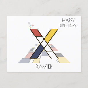 Carte Postale Monogramme Art Moderne. Lettre X