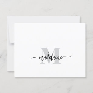 Carte Postale Monogramme blanc noir couleur argent personnel