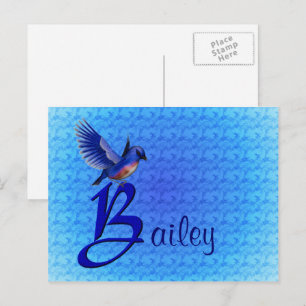 Carte Postale Monogramme Bluebird Initiale B Personnalisé