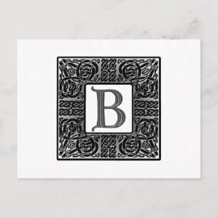 Carte Postale Monogramme Celtique "B" argenté