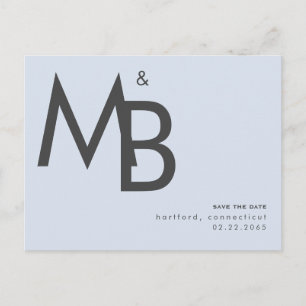 Carte Postale Monogramme contemporain Dusty Blue Enregistrer la 