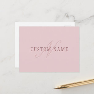 Carte Postale Monogramme d'aspect élégant   Or rose