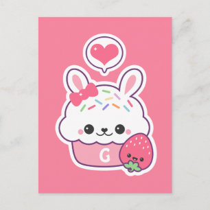 Carte Postale Monogramme de choucke de lapin mignon