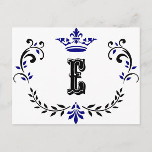 Carte Postale Monogramme de couronne 'E'