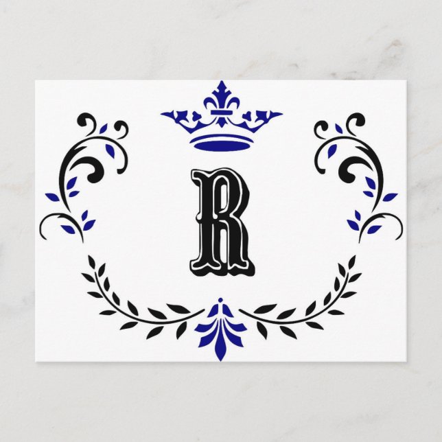 Carte Postale Monogramme de couronne 'R' (Devant)