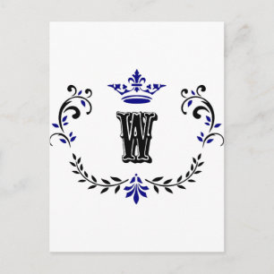 Carte Postale Monogramme de couronne 'W'